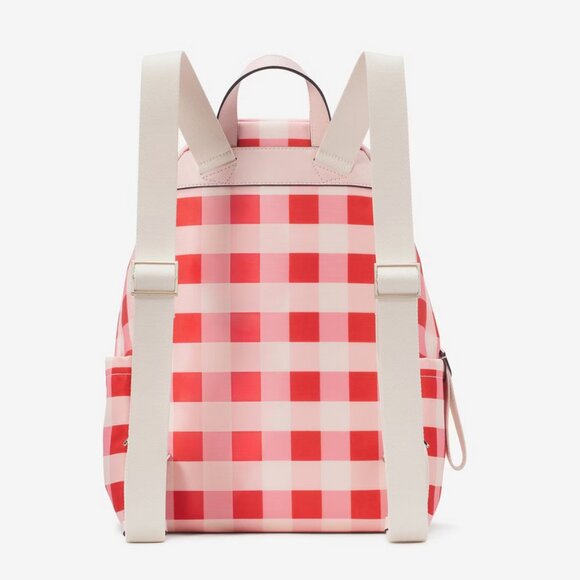 Kate Spade Chelsea Gingham Pink Red Medium Nylon Backpack KG566